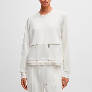 White sweatshirt with adjustable hem