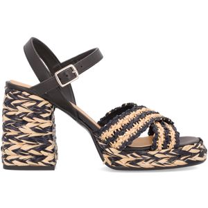 Two-tone sandal with wedge