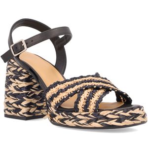 Two-tone sandal with wedge