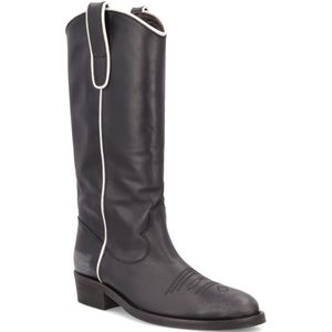 Leather Texan boot with stitching