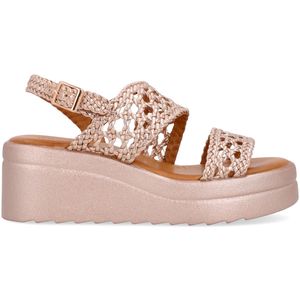Sandalo in rafia rosa metallico