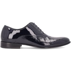 Derby in blue patent leather with inlays