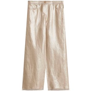 Pantalone cinque tasche in tela di lino Bouquet