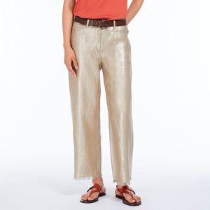 Pantalone cinque tasche in tela di lino Bouquet
