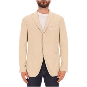 Beige cotton jacket with 3 button closure