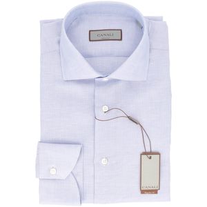 Camicia azzurra in cotone e lino