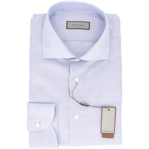 Slim fit light blue shirt in cotton and linen
