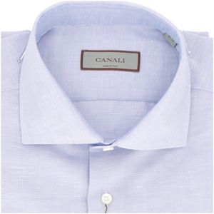 Slim fit light blue shirt in cotton and linen