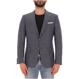 Hutson long slim jacket in wool and linen