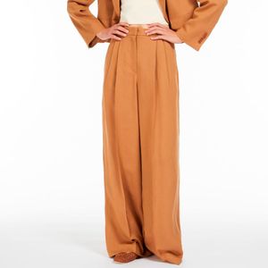 Pantalone svasato in viscosa e lino Diletta