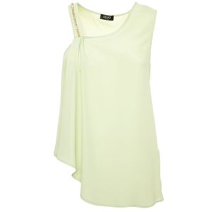 Top in misto seta con gioiello
