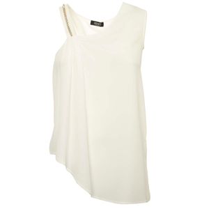 Top in misto seta con gioiello