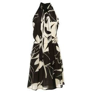 Abito corto in seta con stampa all-over