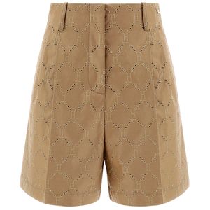 Bermuda in gabardina con logo all over