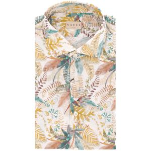 Tailor fit floral shirt in linen and cotton