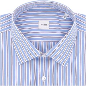 Camicia azzurra a righe fatta a mano