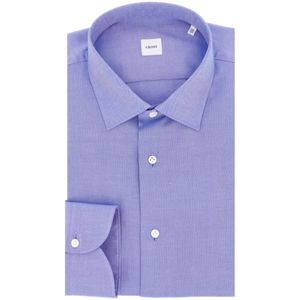Camicia blu a maniche lunghe in cotone