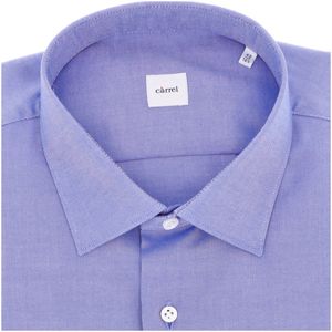 Camicia blu a maniche lunghe in cotone