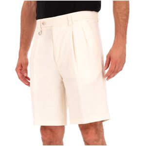 Bermuda bianchi in cotone e lino 2 pinces