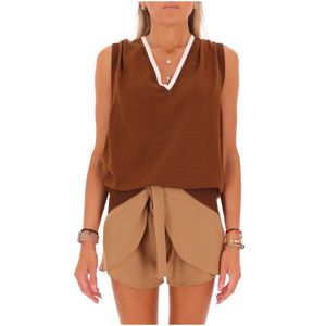 Brown vest with white details
