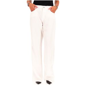 White trousers with zip and button closure