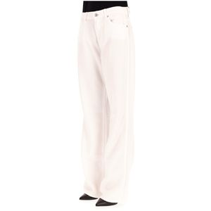 White trousers with zip and button closure
