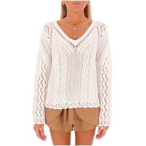Pullover forato in maglia ricamata