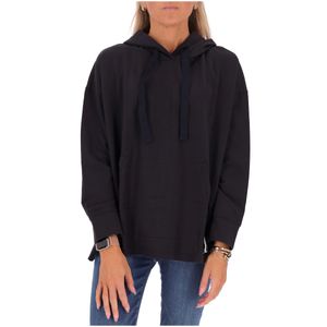 Maglia felpata blu con cappuccio