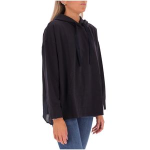 Maglia felpata blu con cappuccio