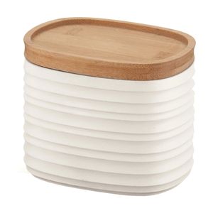 Beige Tierra jar with bamboo cap
