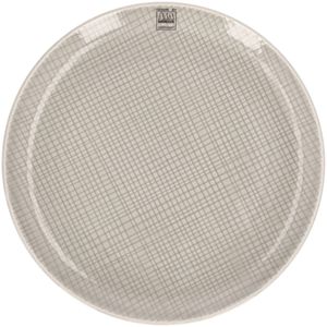 Gray porcelain dinner plate with grid pattern
