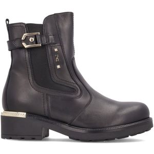 Black Glove ankle boot with gold detail on the heel
