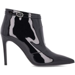 Black patent leather ankle boot