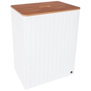Grand Superb white laundry basket with wooden cap