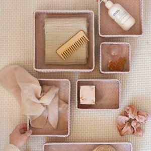 Medium Copper Blush rectangular organizer basket