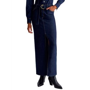 Longuette in denim con cintura