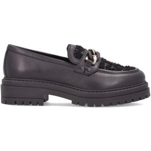 Black glove moccasin with fabric upper