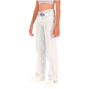Jeans in cotone con bottone logato