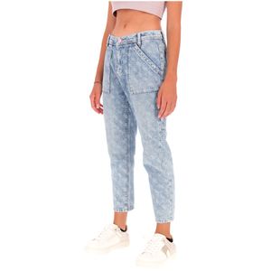 Regular white print jeans