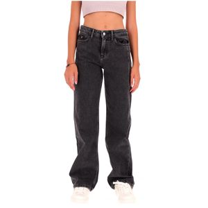 Jeans grigio regular con bottone logato