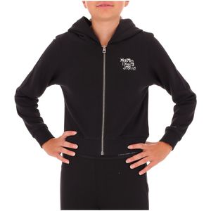 Felpa nera con cappuccio e zip frontale