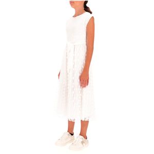White dress for girls with polka dot tulle