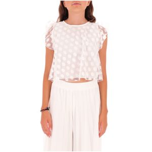 White polka dot tulle sweater for girls