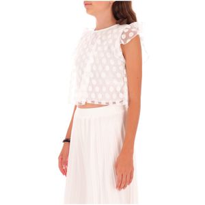 White polka dot tulle sweater for girls