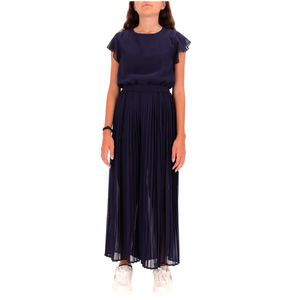 Elegant blue jumpsuit with pleated trousers