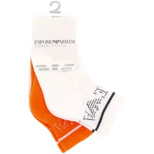 Set of 2 pairs of white and orange socks
