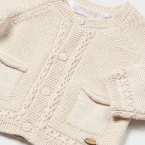 Baby cardigan in cotton and wool blend