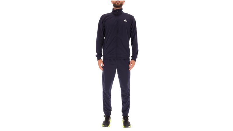 ADIDAS Tuta da uomo blu in tessuto tecnico con maxi logo sul pantalone su arteni