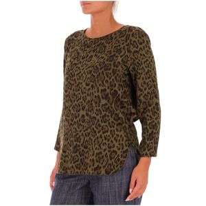Dragon viscose sweater with animal print