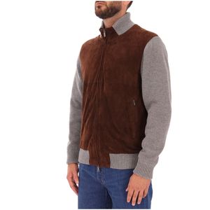 Maglia beige e maniche grigie